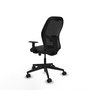 Chaise Alocén Synchro 3 positions tissu Noir Base pyramidale noire Accoudoir 1D Sans appui-tête Roulettes 65mm nylon