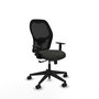 Chaise Alocén Synchro 3 positions tissu Noir Base pyramidale noire Accoudoir 1D Sans appui-tête Roulettes 65mm nylon