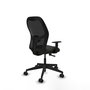 Chaise Alocén Synchro 3 positions tissu Noir Base pyramidale noire Accoudoir 1D Sans appui-tête Roulettes 65mm nylon