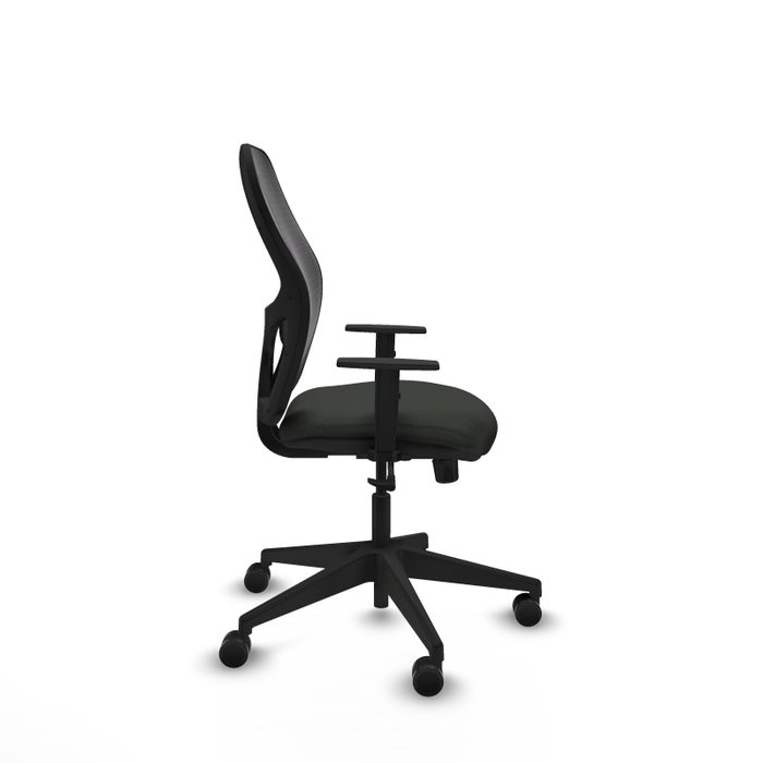 Chaise Alocén Synchro 3 positions tissu Noir Base pyramidale noire Accoudoir 1D Sans appui-tête Roulettes 65mm nylon Chaise Alocén Synchro 3 positions tissu Noir Base pyramidale noire Accoudoir 1D Sans appui-tête Roulettes 65mm nylon