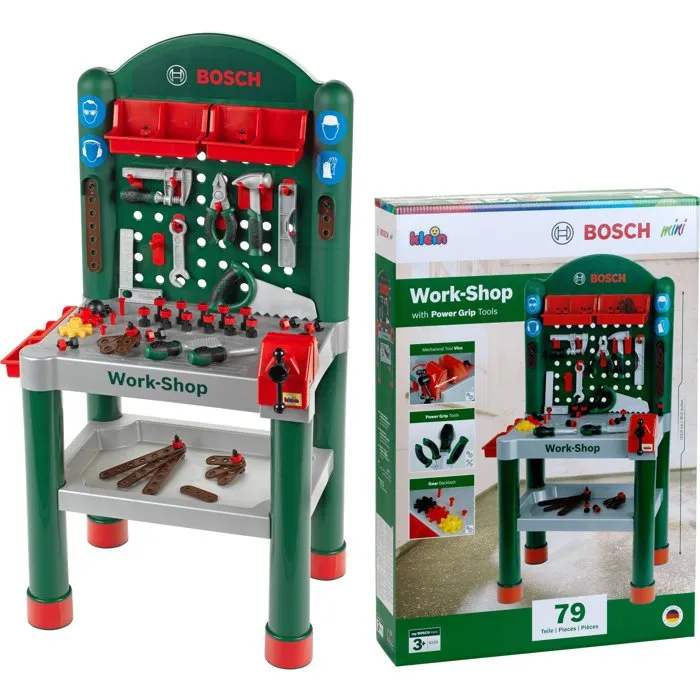 Klein Etabli Bosch Workshop Jouet pour Enfants à Partir de 3 Ans avec 79 Accessoires - Garçon