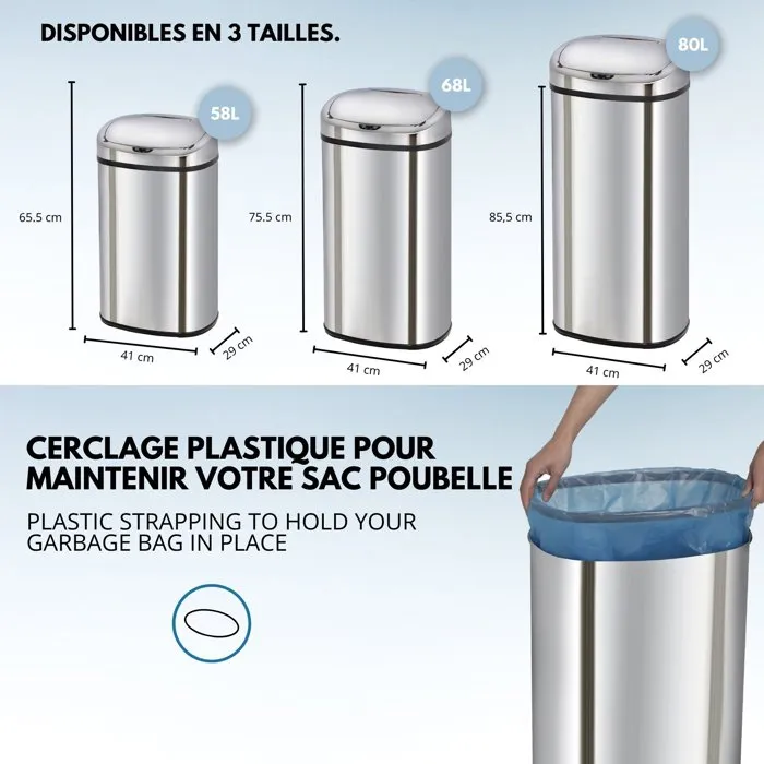 Kitchen Move MAJESTIC 80L - Poubelle de cuisine automatique en acier inoxydable