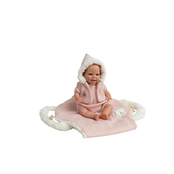 Muñecas Arias Référence Mabel - Poupée Reborn Arias 35 cm couleur rose avec sac porte-bébé - De 3 à 99 ans