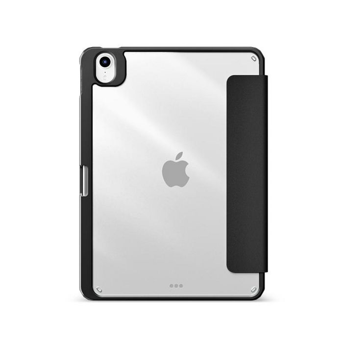 eSTUFF Étui miroir NEW YORK pour iPad 11e et 10e génération - Noir transparent avec protection Apple Pencil intégrée, coque rigide, support magnétique et réveil automatique