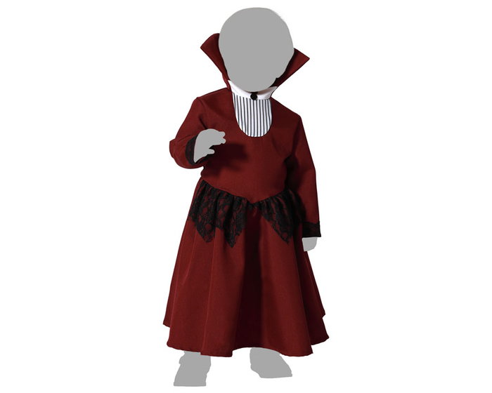 Déguisement Vampiresse Bordeaux Avec Détails en Dentelle Pour Bébé Fille 6-12 Mois - Costume Bébé Condessa pour Halloween