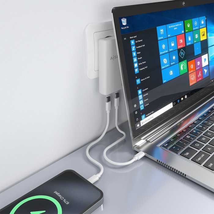 Chargeur mural Aisens ASCH-65W2P077-W Blanc 65 W