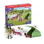 Schleich - Aventures au camping de Sarah, coffret figurines avec 23 éléments dont 1 cheval et 1 personnage - HORSE CLUB 42533