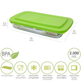 ORYX Fonte Rectangulaire en Cristal avec Couvercle, 2 Litres