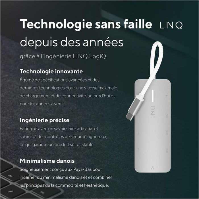 Hub USB Linq Byelements LQ49081PS Blanc Gris