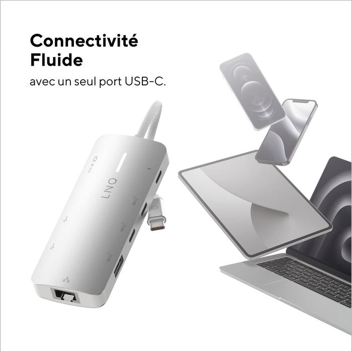 Hub USB Linq Byelements LQ49081PS Blanc Gris