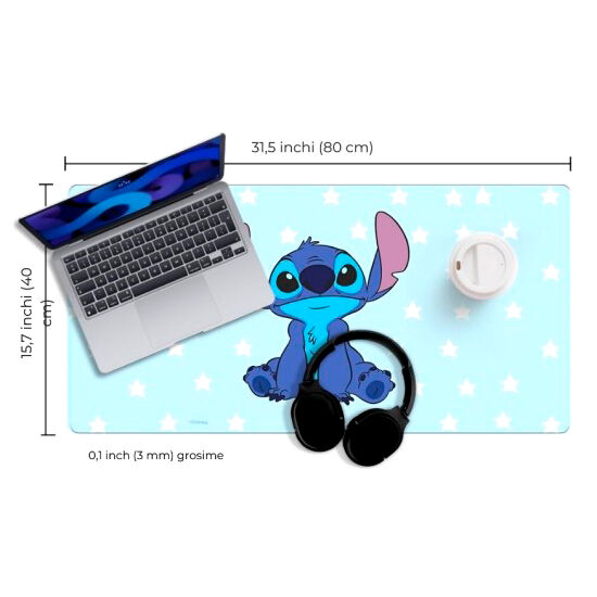 ERT GROUP Tapis de souris gaming Stitch Disney - Dimension 80x40cm