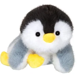 GIPSY TOYS Peluche Floppy Choopy Pingouin - 22 cm - Noir Blanc Gris - Texture poils réaliste et douce