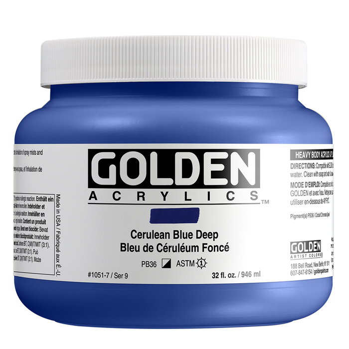 Golden Peinture Acrylique Heavy Body Bleu Céruléum Foncé 946 ml Golden Peinture Acrylique Heavy Body Bleu Céruléum Foncé 946 ml