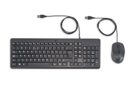 HP Combo Clavier et Souris Filaire - Clavier AZERTY Français, Souris Optique 1600 DPI, Ensemble Ergonomique avec Pavé Numérique et Indicateurs LED