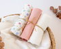 KioKids Set de 3 Muselines Rose, Blanc et Imprimé Fleurs 70x70cm