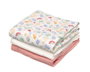 KioKids Set de 3 Muselines Rose, Blanc et Imprimé Fleurs 70x70cm