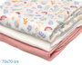 KioKids Set de 3 Muselines Rose, Blanc et Imprimé Fleurs 70x70cm