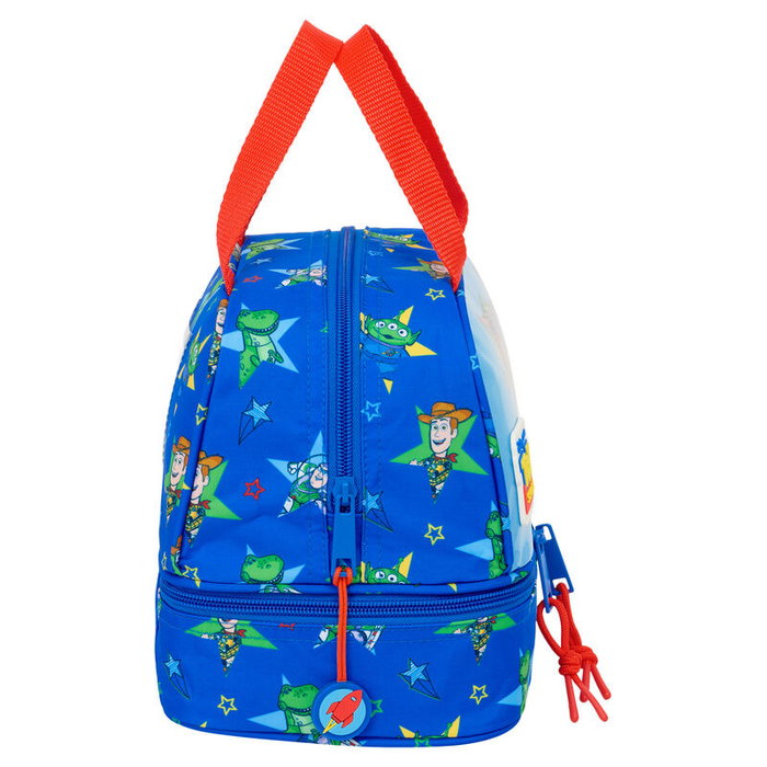 SAFTA Sac Porte-goûter Toy Story Disney Pixar Good Vibes avec double poignée, compartiment inférieur et étiquette de personnalisation - Taille 20x15x20 cm