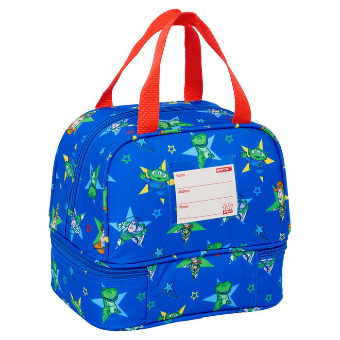 SAFTA Sac Porte-goûter Toy Story Disney Pixar Good Vibes avec double poignée, compartiment inférieur et étiquette de personnalisation - Taille 20x15x20 cm