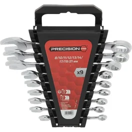 Powertrac Jeu de 9 clés mixtes à têtes polygonales inclinées - PRECISION STEEL