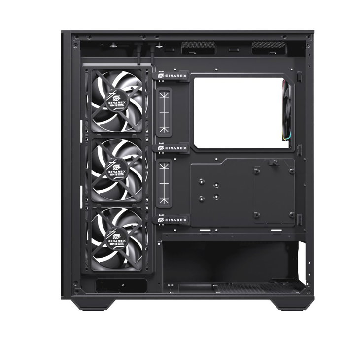 Einarex S700 RGB Boîtier PC Gaming Semi-Tour ATX, Verre Trempé, 4 Ventilateurs RGB inclus, Noir