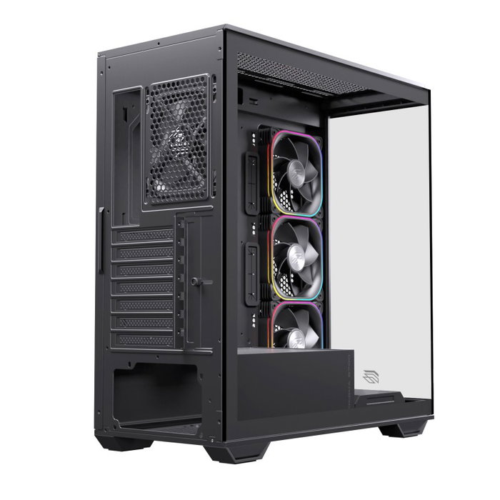 Einarex S700 RGB Boîtier PC Gaming Semi-Tour ATX, Verre Trempé, 4 Ventilateurs RGB inclus, Noir