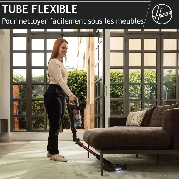 Hoover HF1P10HX HF1 Plus Flex Aspirateur balai sans fil, 40AW/165W, turbo, 45 min autonomie, brosse Anti-Twist LED, 0,7 L