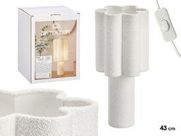 GIFTDECOR Lampara Sobremesa Flor 43cm Rugoso Blanco