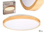 ARGON Plafonnier LED rond avec cadre en bois, Blanc + Finition bois