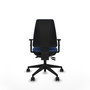 Chaise Elche Asynchrone Tissu Bleu foncé Base pyramidale noire Accoudoir 1D Sans appui-tête Roulettes 65mm nylon