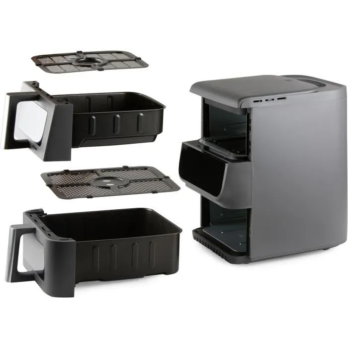 Domo Airfryer DO550FR Friteuse sans huile à double tiroir vertical - 10 L (3.5 L + 6.5 L) - 10 programmes - 2500 W - Cuisson simultanée - Écran tactile Domo Airfryer DO550FR Friteuse sans huile à double tiroir vertical - 10 L (3.5 L + 6.5 L) - 10 programmes - 2500 W - Cuisson simultanée - Écran tactile