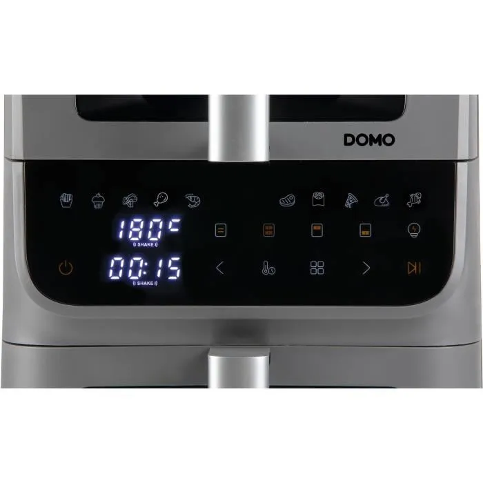 Domo Airfryer DO550FR Friteuse sans huile à double tiroir vertical - 10 L (3.5 L + 6.5 L) - 10 programmes - 2500 W - Cuisson simultanée - Écran tactile Domo Airfryer DO550FR Friteuse sans huile à double tiroir vertical - 10 L (3.5 L + 6.5 L) - 10 programmes - 2500 W - Cuisson simultanée - Écran tactile