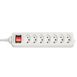 Lindy Multiprise 7 prises Suisse avec interrupteur, blanc