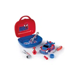 Smoby - Mallette d'outils de bricolage enfant Spidey avec voiture à construire et 13 accessoires - À partir de 3 ans