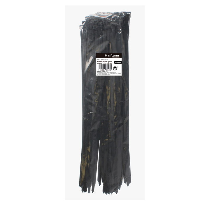 Hantums Sac de 100 colliers de serrage en nylon 160x4,8mm Negro Hantums Sac de 100 colliers de serrage en nylon 160x4,8mm Negro