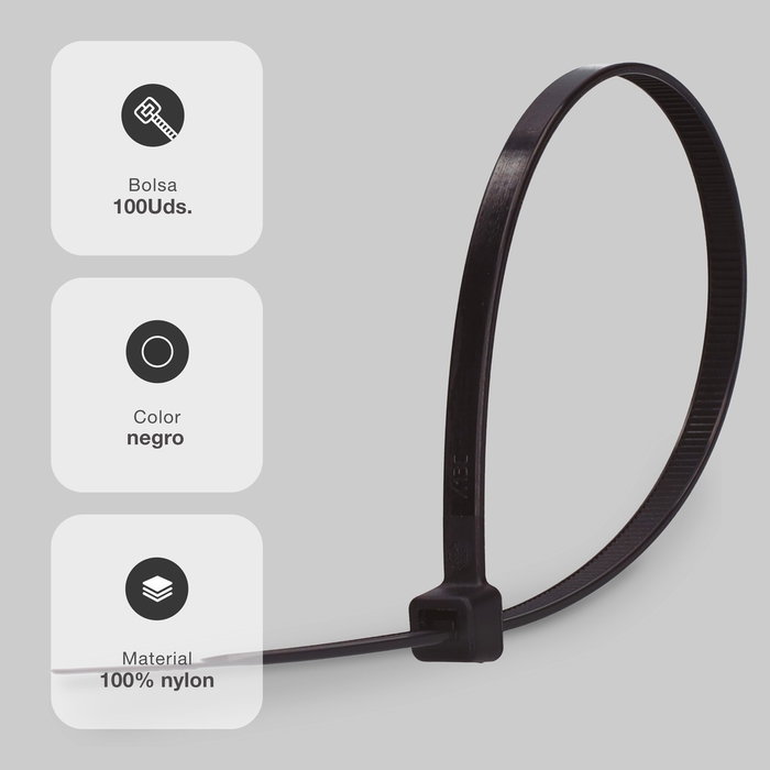 Hantums Sac de 100 colliers de serrage en nylon 160x4,8mm Negro Hantums Sac de 100 colliers de serrage en nylon 160x4,8mm Negro