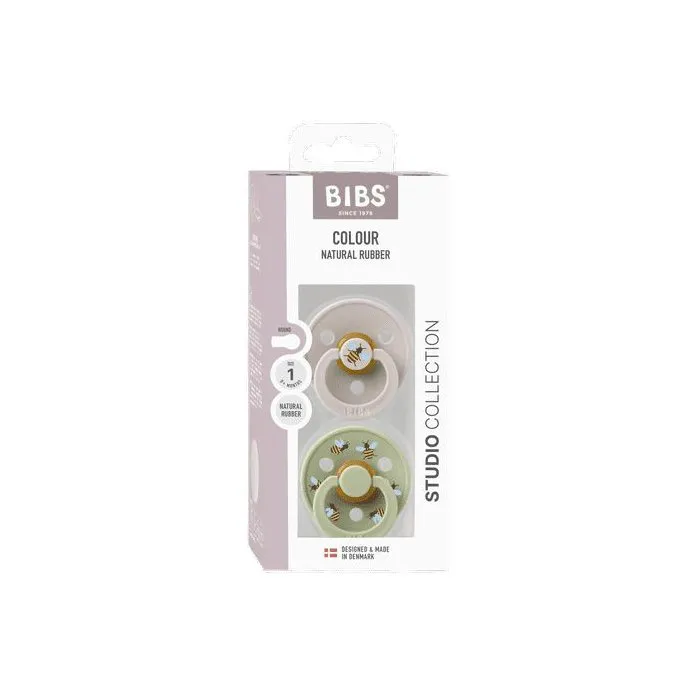 BIBS Studio Colour Sucette Mushroom Mix Ronde T1 - Pack de 2 BIBS Studio Colour Sucette Mushroom Mix Ronde T1 - Pack de 2