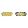 Assiette plate Home ESPRIT Jaune Vert Grès Citron 22,5 x 22,5 x 2,5 cm (2 Unités)