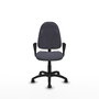 Chaise de bureau Algarra avec mécanisme Contact permanent de base, rembourrée de tissu gris foncé. Équipée d'une base en polyamide noir, d'accoudoirs fixes et de roulettes pour parquet
