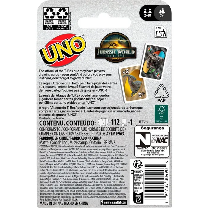 Mattel Games - Jeu de cartes UNO JW SAGA, pour enfants à partir de 6 ans, 2 joueurs ou plus, durée de jeu environ 30 minutes