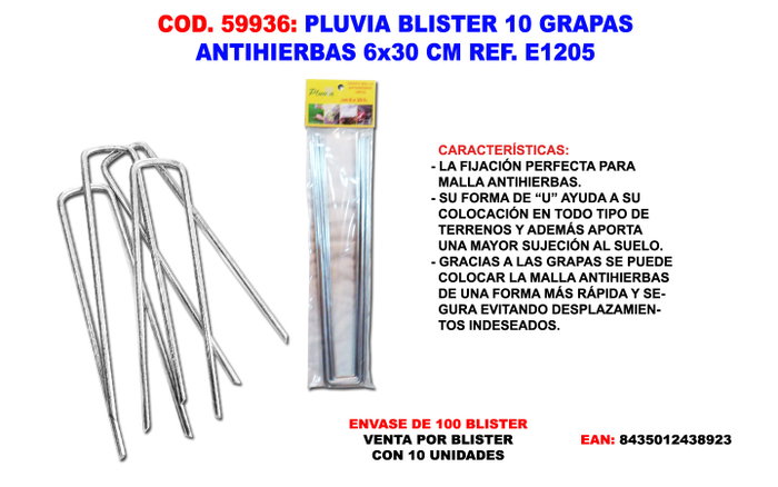 Pluvia Filet anti-gel 6x30 cm avec 10 agrafes gros maillage 3mm Pluvia Filet anti-gel 6x30 cm avec 10 agrafes gros maillage 3mm
