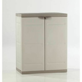 Plastiken Armoire basse TITANIUM 2 portes Beige et Taupe