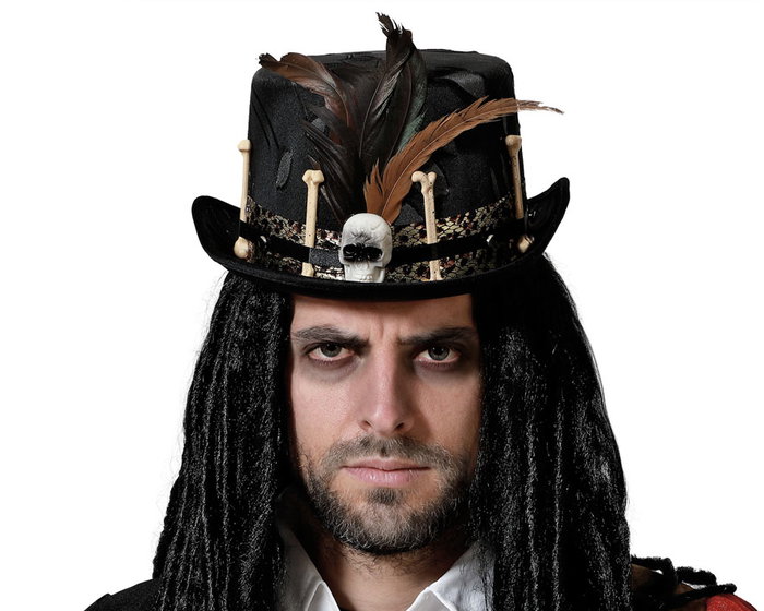 Steampunk - Chapeau Pirate Homme Noir Adulte pour Costume Steampunk Victorien, Accessoire avec Engrenages, Plumes et Crânes Steampunk - Chapeau Pirate Homme Noir Adulte pour Costume Steampunk Victorien, Accessoire avec Engrenages, Plumes et Crânes