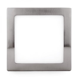 Plafonnier LED carré 18 W, 1 800 lm, 6 000 K, nickel satiné