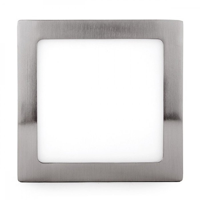 Plafonnier LED carré 18 W, 1 800 lm, 6 000 K, Nickel satiné Plafonnier LED carré 18 W, 1 800 lm, 6 000 K, Nickel satiné