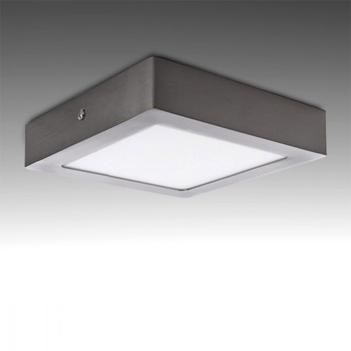 Plafonnier LED carré 18 W, 1 800 lm, 6 000 K, Nickel satiné Plafonnier LED carré 18 W, 1 800 lm, 6 000 K, Nickel satiné