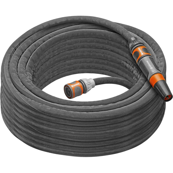Gardena Tuyau de jardin Liano 20 m en PVC flexible noir/orange, pression d'éclatement 22 bars, pour arrosage