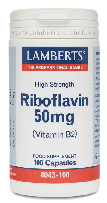 LAMBERTS Vitamina B-2 50 mg (Riboflavine) 100 capsules LAMBERTS Vitamina B-2 50 mg (Riboflavine) 100 capsules