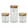 Lot de 3 Bocaux en Verre Recyclé avec Couvercle en Bois - Transparent