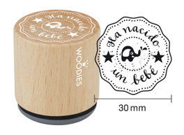 Woodies Tampon en bois et caoutchouc Ha nacido un bebé 33x30mm